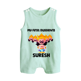 My First Dussehra Suresh Ravan King Button Romper - MINT GREEN - New Born (Chest 18")
