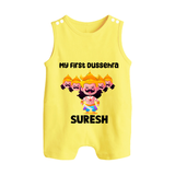 My First Dussehra Suresh Ravan King Button Romper - PASTEL YELLOW - New Born (Chest 18")