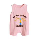 My First Dussehra Ganesh Arrow Tradition Button Romper - BABY PINK - New Born (Chest 18")