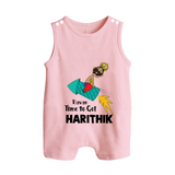 Ravan Time To Go Dussehra Button Romper - BABY PINK - New Born (Chest 18")