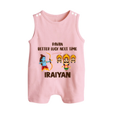 Ravan Better Luck Next Time Dussehra Button Romper - BABY PINK - New Born (Chest 18")