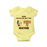 Ravan Better Luck Next Time Dussehra Romper - PASTEL YELLOW - New Born (Chest 14")