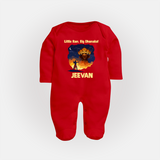 Little Ram Big Dhamaka Dussehra Fullbody suit - RED - New Born (Chest 7.5")