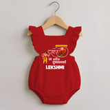 Ravan Ten Heads Triumph Dussehra Romper Frock - RED - 0 - 3 Months Old (Chest 19")