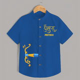 Dussehra Bow Victory Celebration Shirt - COBALT BLUE - 0 - 6 Months Old (Chest 23")