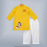 Jai Shree Ram Blessings Kurta - CHROME YELLOW - 3 - 6 Months Old (Chest 24", Kurta Length 14'', Waist 19", Pant Length 14")