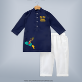 Bye Bye Ravan Dussehra Fun Kurta - NAVY BLUE - 3 - 6 Months Old (Chest 24", Kurta Length 14'', Waist 19", Pant Length 14")