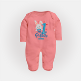 My 1st Easter – Number One Bunny Baby Fullbody suit - PEACH - New Born (Chest 7.5")
