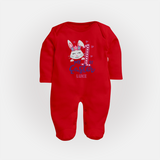 My 1st Easter – Floral Bunny Baby Fullbody suit - RED - New Born (Chest 7.5")