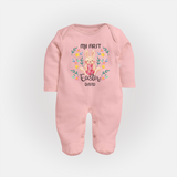 My First Easter – Watercolor Bunny Baby Fullbody suit - BABY PINK - New Born (Chest 7.5")
