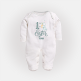 My 1st Easter – Bunny with Carrot Baby Fullbody suit - WHITE - New Born (Chest 7.5")