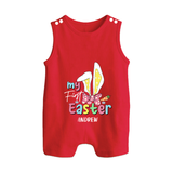 My Easter – Bunny Ears Baby Romper Suit - RED - New Born (Chest 18")
