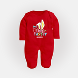 My Easter – Bunny Ears Baby Fullbody suit - RED - New Born (Chest 7.5")