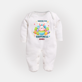 Hunting for Happiness – Easter Fullbody suit - WHITE - New Born (Chest 7.5")