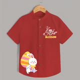 Happy Easter Personalized Kids Shirt – Peeking Bunny Design