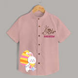 Happy Easter Personalized Kids Shirt – Peeking Bunny Design