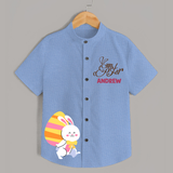 Happy Easter Personalized Kids Shirt – Peeking Bunny Design