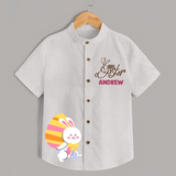 Happy Easter Personalized Kids Shirt – Peeking Bunny Design