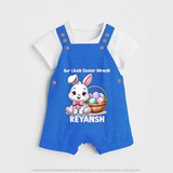 Personalized Easter Dungaree – Our Little Easter Miracle with Name - COBALT BLUE - 0 - 5 Months Old (Chest 18")