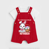 Personalized Easter Dungaree – Our Little Easter Miracle with Name - RED - 0 - 5 Months Old (Chest 18")