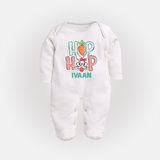 Hop Hop Personalized Fullbody suit – Cute Bunny Easter Outfit - WHITE - New Born (Chest 7.5")