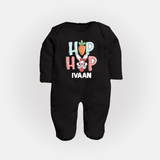 Hop Hop Personalized Fullbody suit – Cute Bunny Easter Outfit - BLACK - New Born (Chest 7.5")