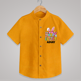 Happy Easter Personalized Shirt – Festive Bunny Design - CHROME YELLOW - 0 - 6 Months Old (Chest 23")