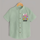 Happy Easter Personalized Shirt – Festive Bunny Design - MINT GREEN - 0 - 6 Months Old (Chest 23")
