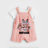Mini Bunny Personalized Dungaree – Cute Easter Outfit with Name - PEACH - 0 - 5 Months Old (Chest 18")