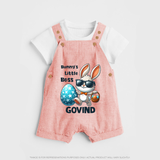 Bunny’s Little Boss Personalized Dungaree – Cool Easter Bunny Outfit - PEACH - 0 - 5 Months Old (Chest 18")