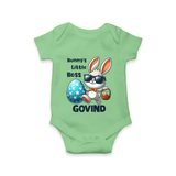 Bunny’s Little Boss Personalized Romper – Cool Easter Bunny Outfit - GREEN - New Born (Chest 14")