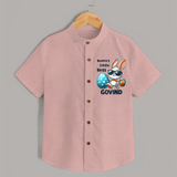 Bunny’s Little Boss Personalized Shirt – Cool Easter Bunny Outfit - PEACH - 0 - 6 Months Old (Chest 23")