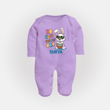 Hoppy Easter Personalized Fullbody suit – Cute Bunny Egg Basket Design - LILAC - New Born (Chest 7.5")