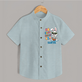 Hoppy Easter Personalized Shirt – Cute Bunny Egg Basket Design - ARCTIC BLUE - 0 - 6 Months Old (Chest 23")
