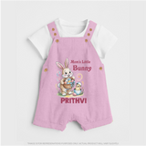 Mom’s Little Bunny Personalized Dungaree – Cute Easter Outfit - BABY PINK - 0 - 5 Months Old (Chest 18")