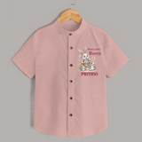Mom’s Little Bunny Personalized Shirt – Cute Easter Outfit - PEACH - 0 - 6 Months Old (Chest 23")