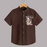 Mom’s Little Bunny Personalized Shirt – Cute Easter Outfit - CHOCOLATE BROWN - 0 - 6 Months Old (Chest 23")