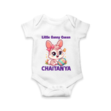 Little Bunny Queen Personalized Romper – Adorable Easter Outfit - WHITE - New Born (Chest 14")