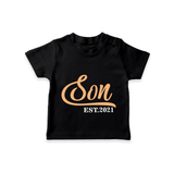 Son EST 2021 T-shirt | Custom T-shirt for Newborn Boys - BLACK - 0-5 Months Old (Chest 17")