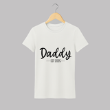 Daddy EST 2025 T-shirt | Custom Family T-shirt for the New Dad - WHITE - S (Chest 19")