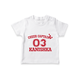 Cheer Captain 03 T-shirt | Personalized Kids T-shirt for Girls - WHITE - 0-5 Months Old (Chest 17")