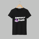 Mommy Shark T-shirt | Custom Adult T-shirt for Fun Loving Mom - BLACK - S (Chest 19")