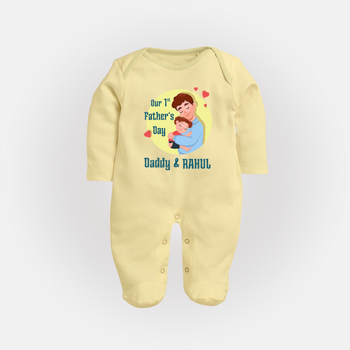 Newborn Full Sleeve Bodysuit/Sleep Suit | Celebrate Our First Father's Day with Love