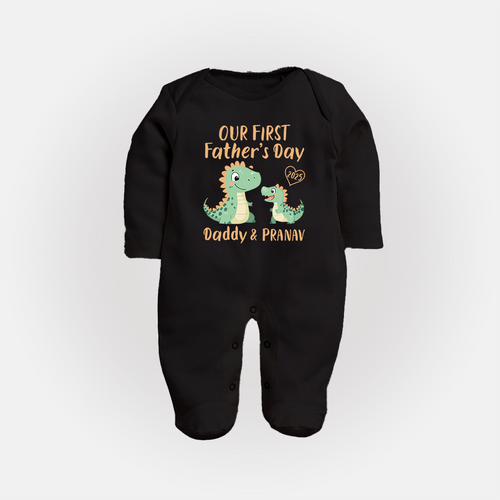 Our First Father's Day Baby Outfit | Soft Cotton Full Sleeve Bodysuit/Sleep Suit with Custom Print