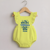 Daddy's First Father's Day Romper Frock | Personalized Outfit for Newborns - PASTEL YELLOW - 0 - 3 Months Old (Chest 19")