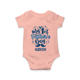 Daddy's First Father's Day Bodysuit/Onesie | Personalized Outfit for Newborns - PEACH - New Born (Chest 14")