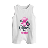 Happy First Father's Day Romper Suit/Sleeveless Romper | Baby's Gift to Dad Soft and Adorable - WHITE - 0 - 5 Months Old (Chest 18")