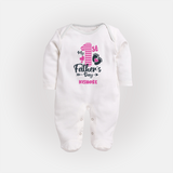 Happy First Father's Day Full Sleeve Bodysuit/Sleep Suit | Baby's Gift to Dad Soft and Adorable - WHITE - New Born (Chest 7.5")