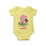 Happy First Father's Day Romper/Onesie | Baby's Gift to Dad Soft and Adorable - PASTEL YELLOW - New Born (Chest 14")