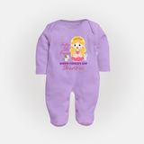 Newborn Full Sleeve Bodysuit/Sleep Suit | Celebrate First Father's Day Custom Printed Design - LILAC - New Born (Chest 7.5")
